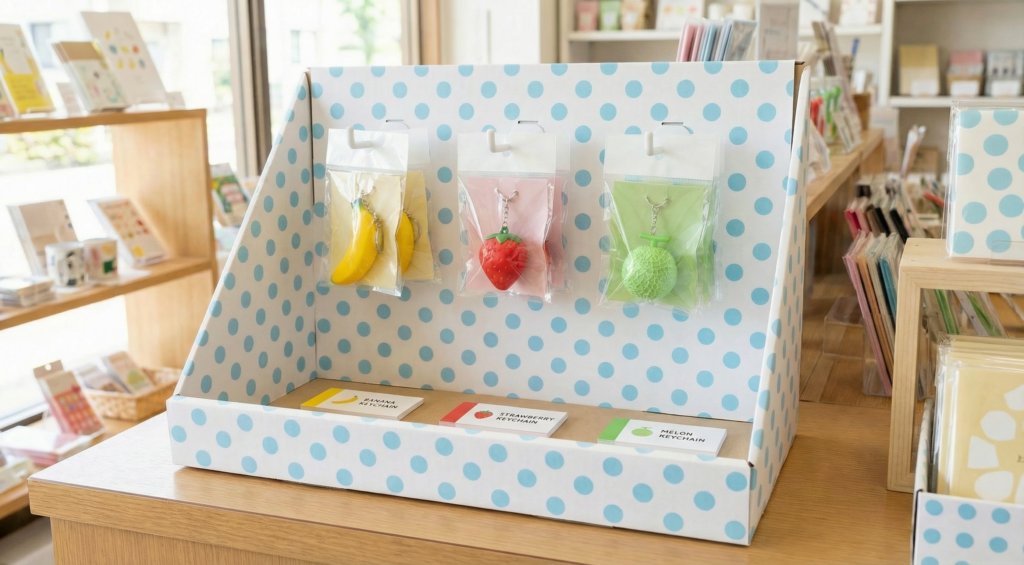 折りたたみ什器(紙製、フック付き)